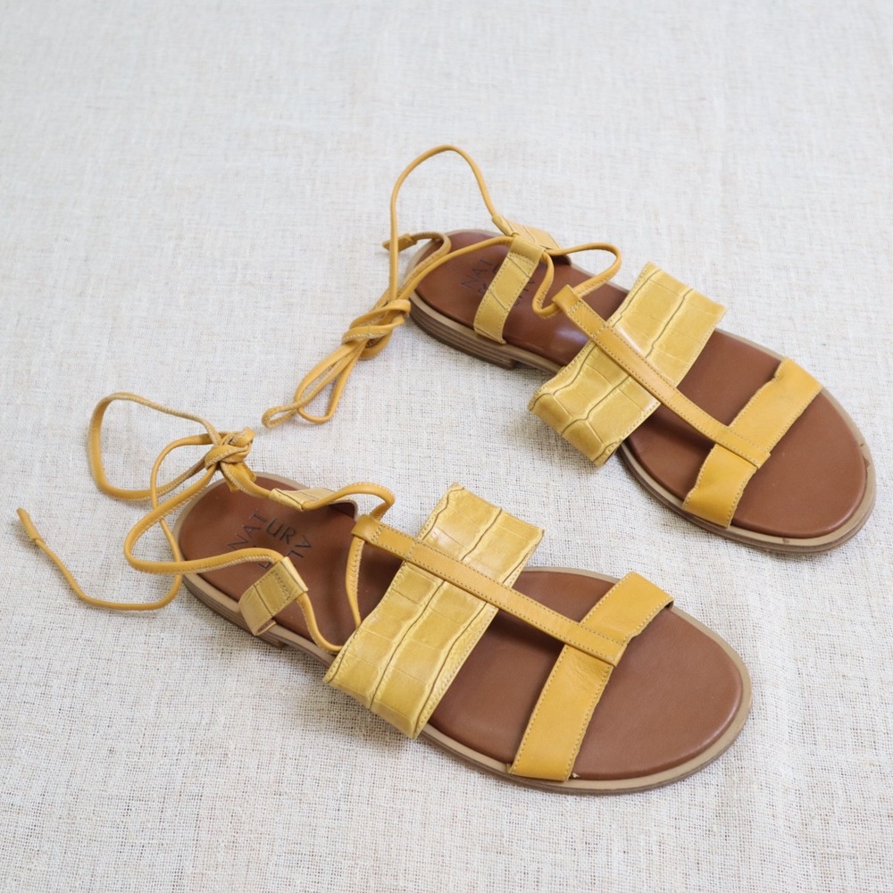 Naturalizer Fayee Yellow Tie Sandals - Picture 2 of 13